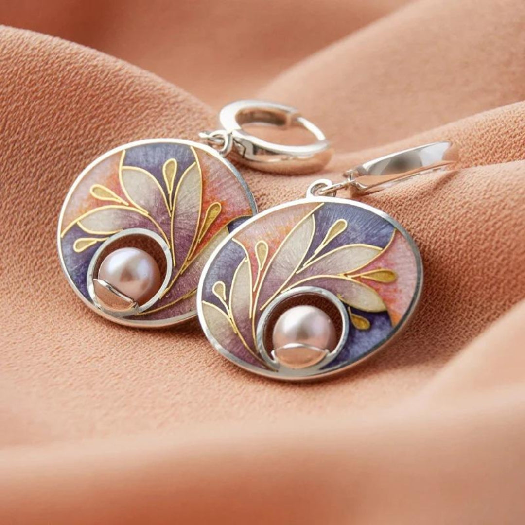 Painted Earrings with Pearls
