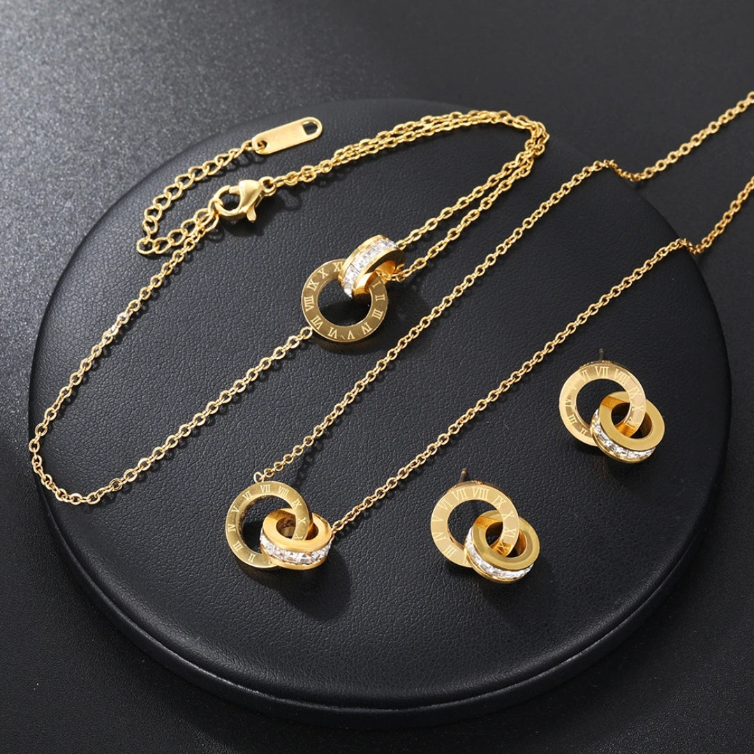 Set Necklace and Roman Hoop in Gold