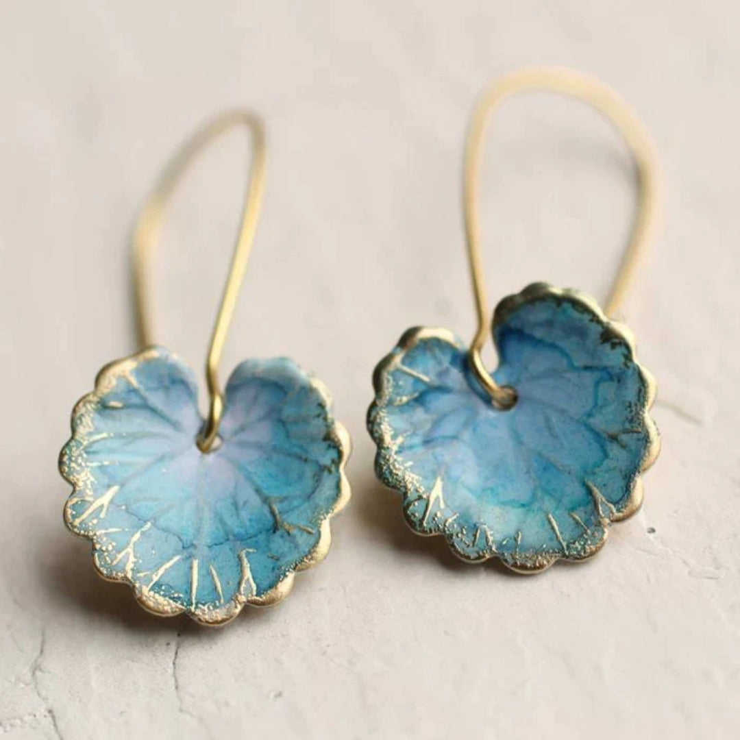 Blue with Gold Leaf earrings