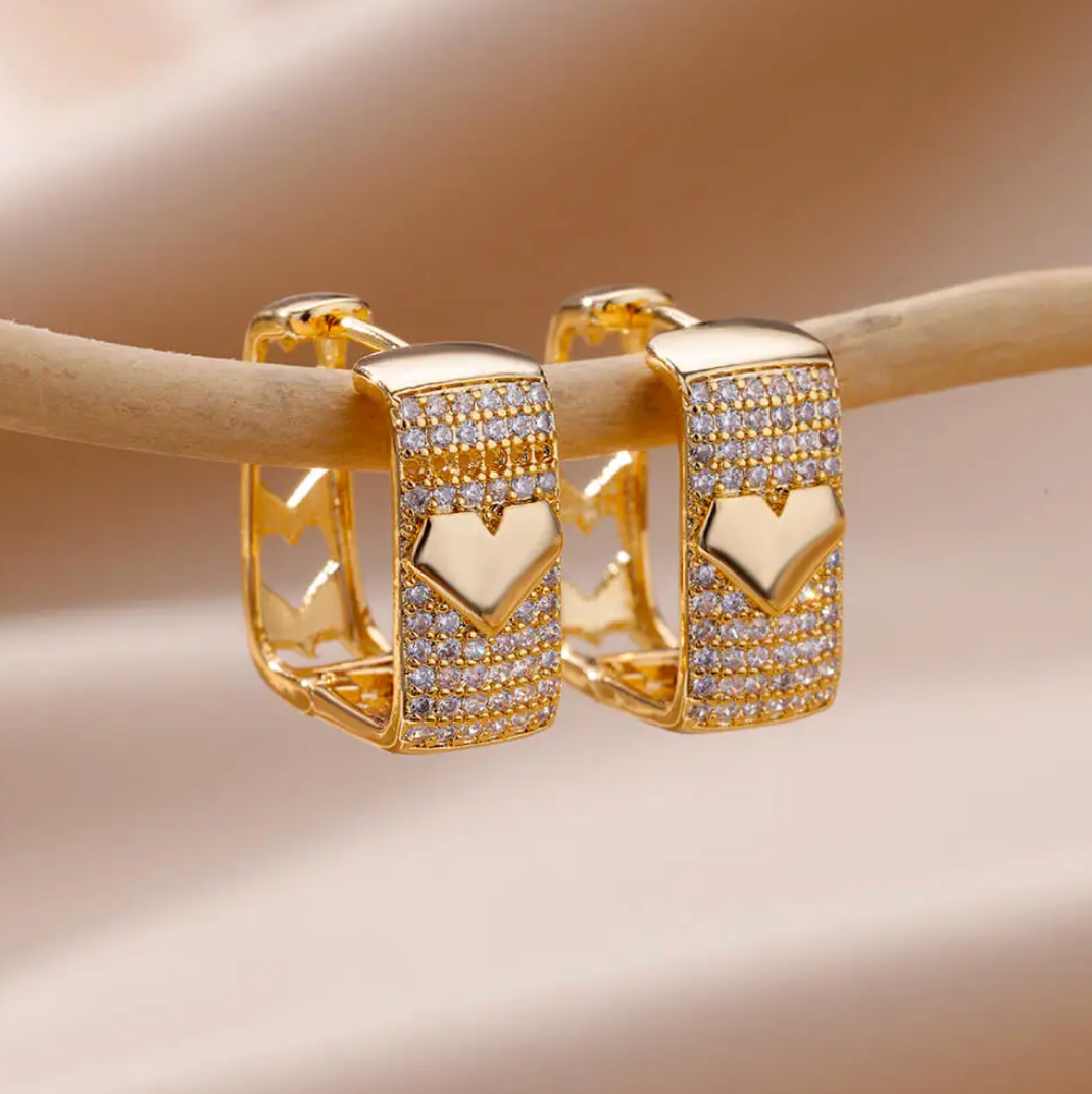 Lilly Crystal Heart Earrings with Heart