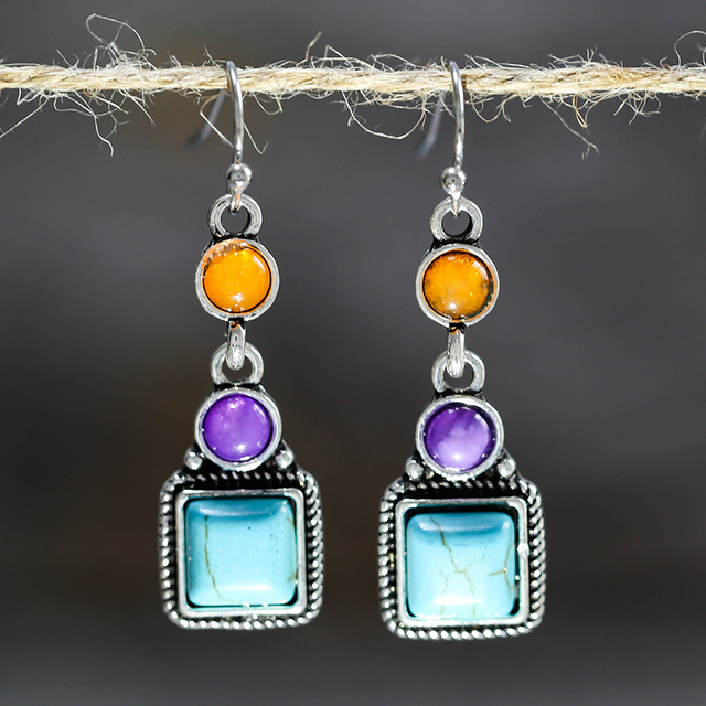 Classic colorful Stones Earrings Silver