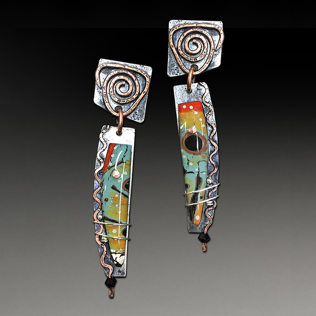 Ethnic Earrings with Multicoloured Enamel