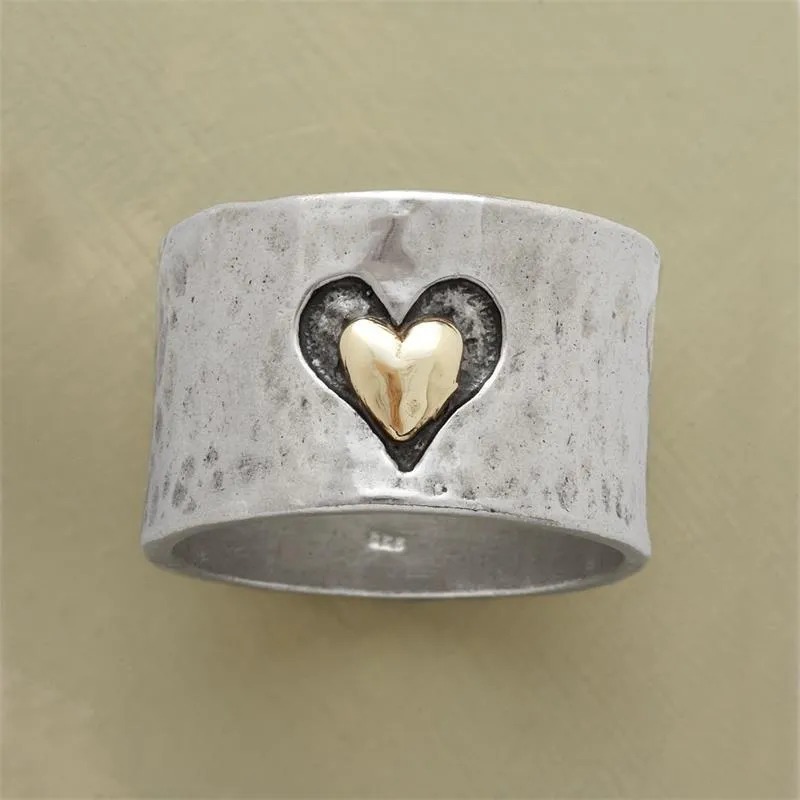 Heart crafted Ring with Gold touch