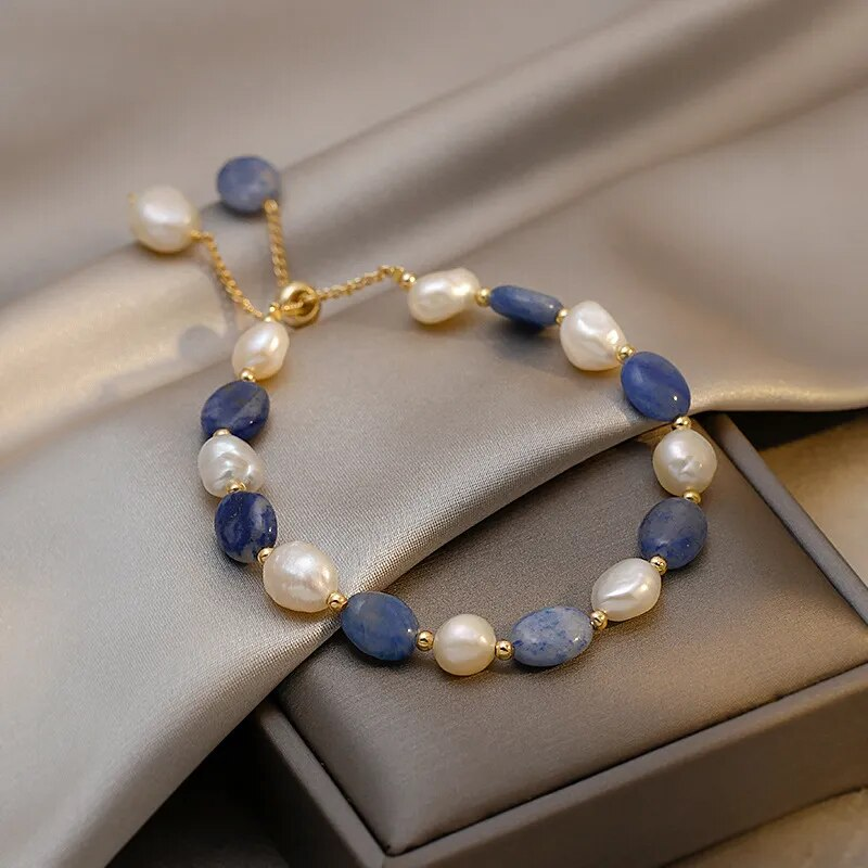 White and Deep Blue ocean Pearl Bracelet