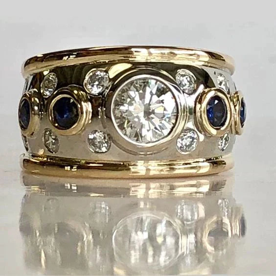 Classic Old Golden Inlaid Zirconia Ring