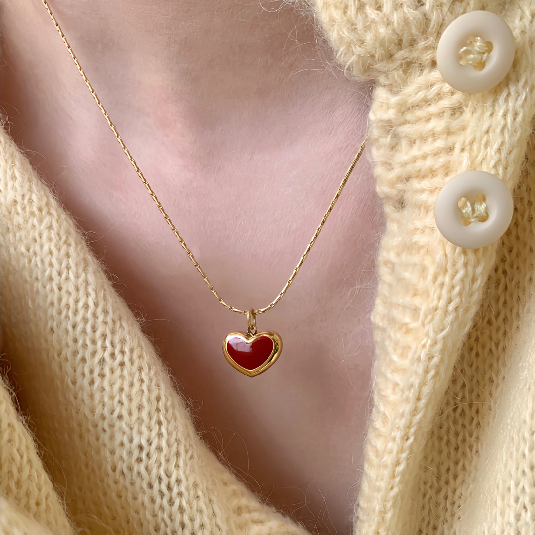 Amour Red Heart Gold Necklace