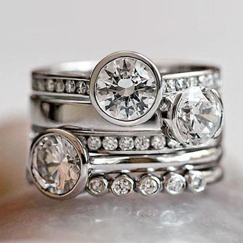 Unique Vintage Silver & Crystal Ring