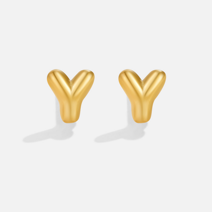 Gold Bubble Letter Earrings