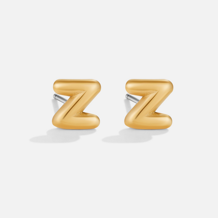 Gold Bubble Letter Earrings