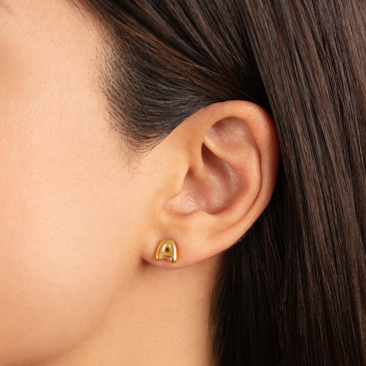 Gold Bubble Letter Earrings
