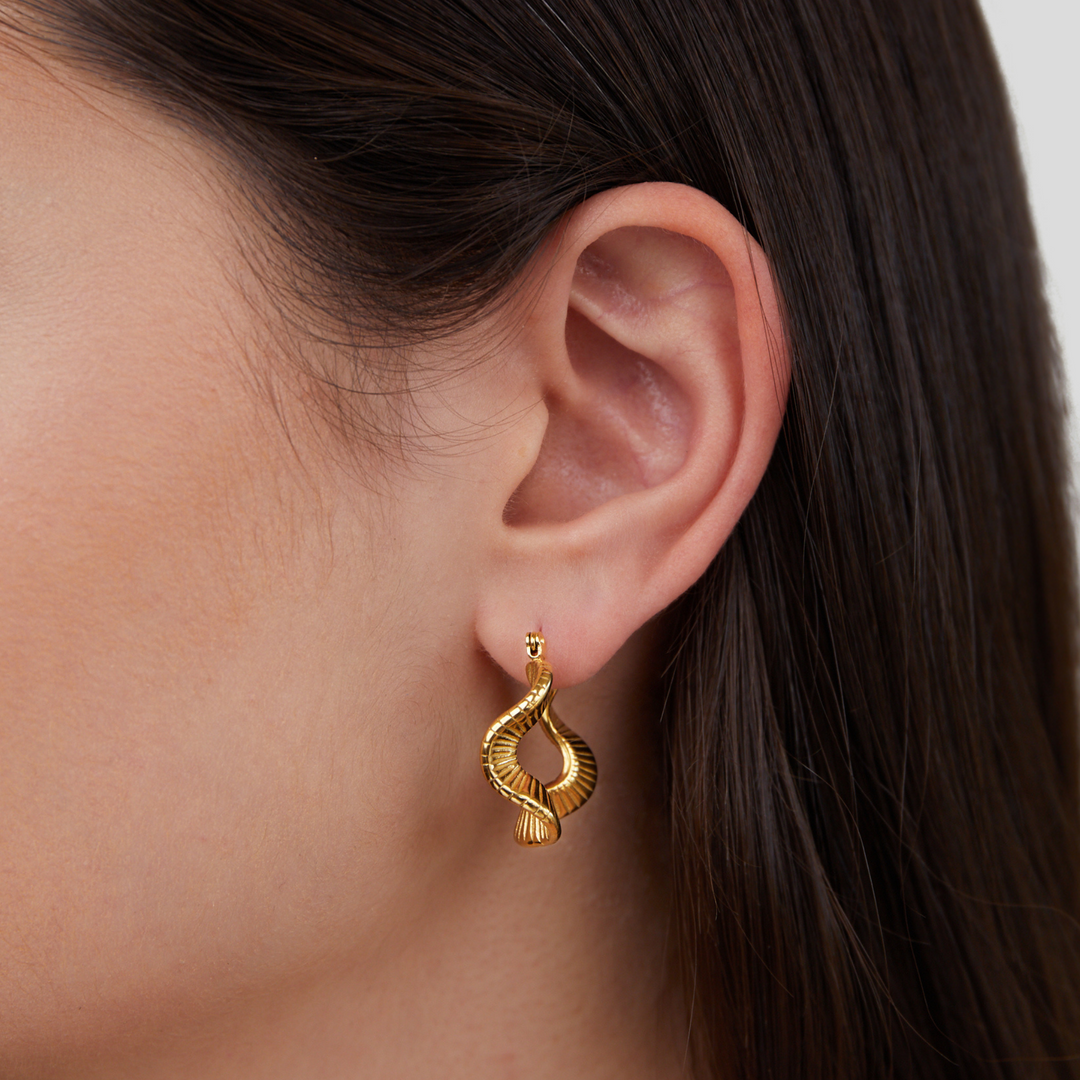 Beach Wave Gold Hoop Earrings