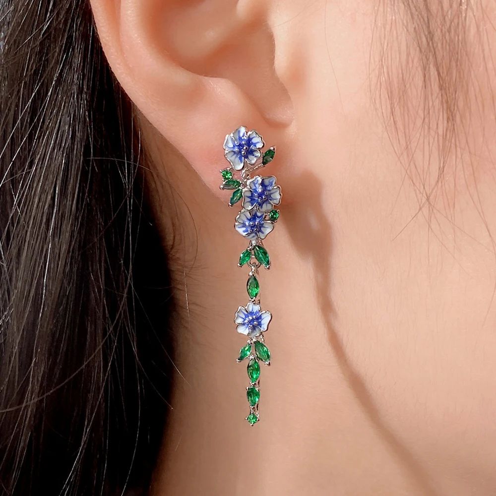 Blue Flower Earrings