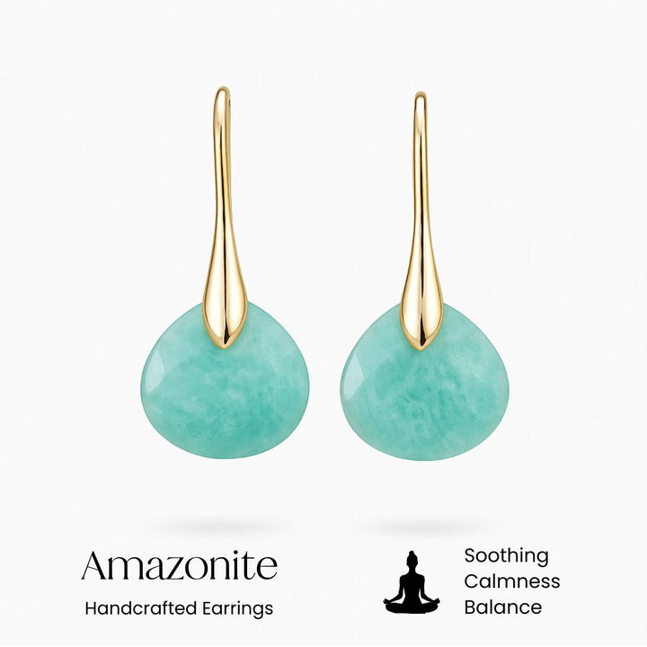 Amazonite Gold Drop Earrings