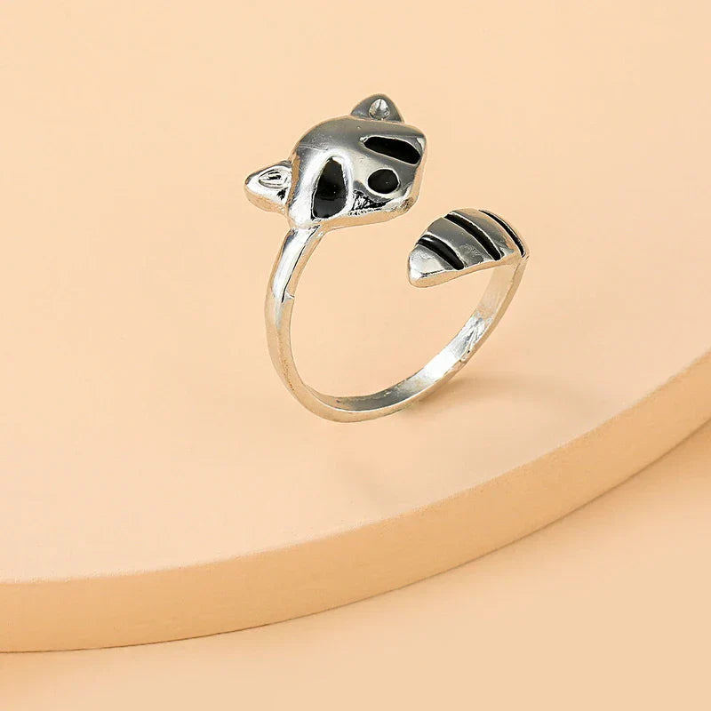 Adjustable Raccoon Ring in Sterling Silver