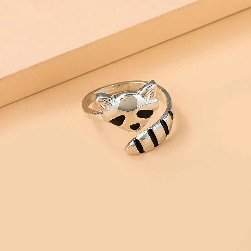 Adjustable Raccoon Ring in Sterling Silver