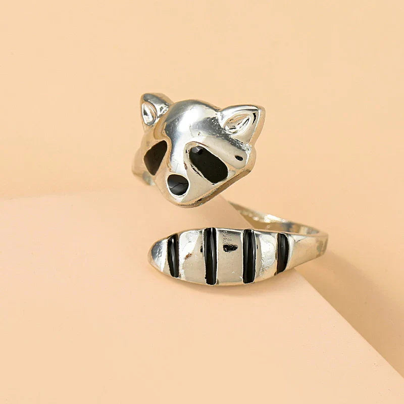 Adjustable Raccoon Ring in Sterling Silver