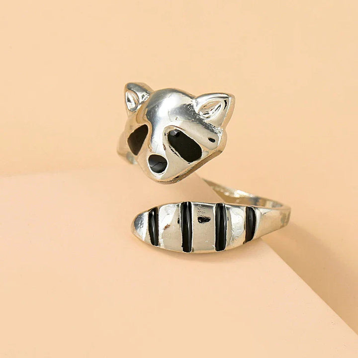 Adjustable Raccoon Ring in Sterling Silver