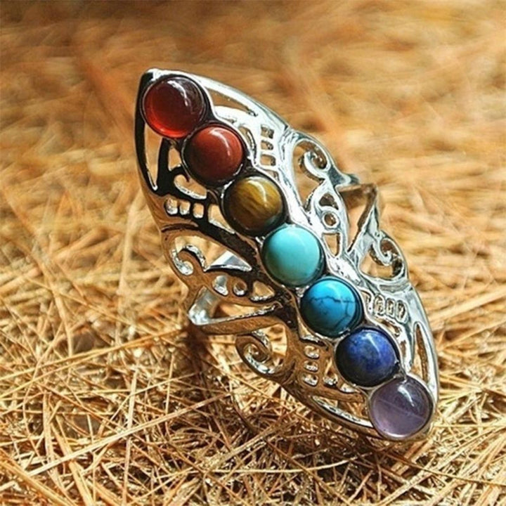 Adjustable Ring with Natural Stones in Sterling Silver