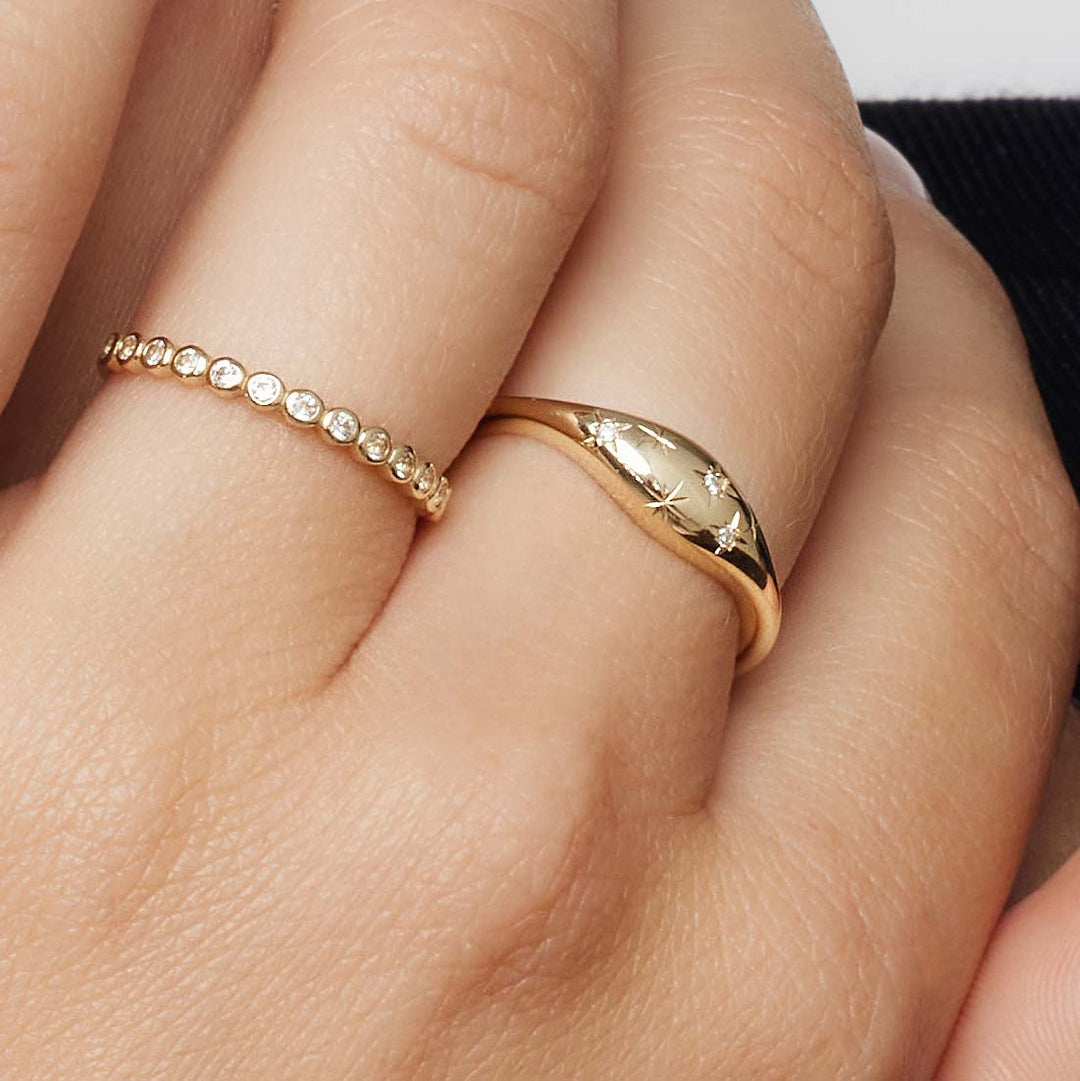 Diamond Dome Gold Ring