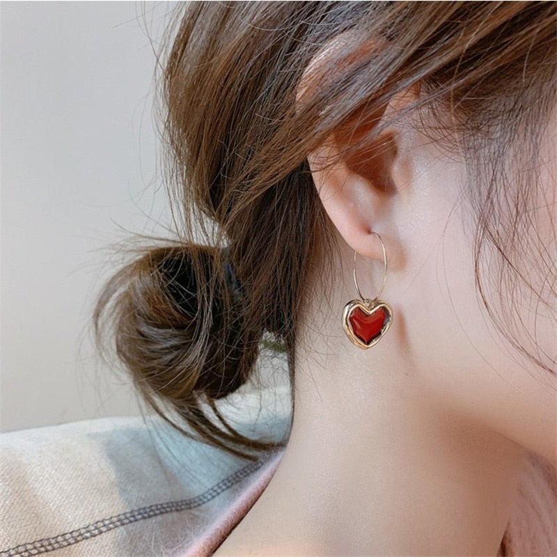 Amour Red Heart Earrings