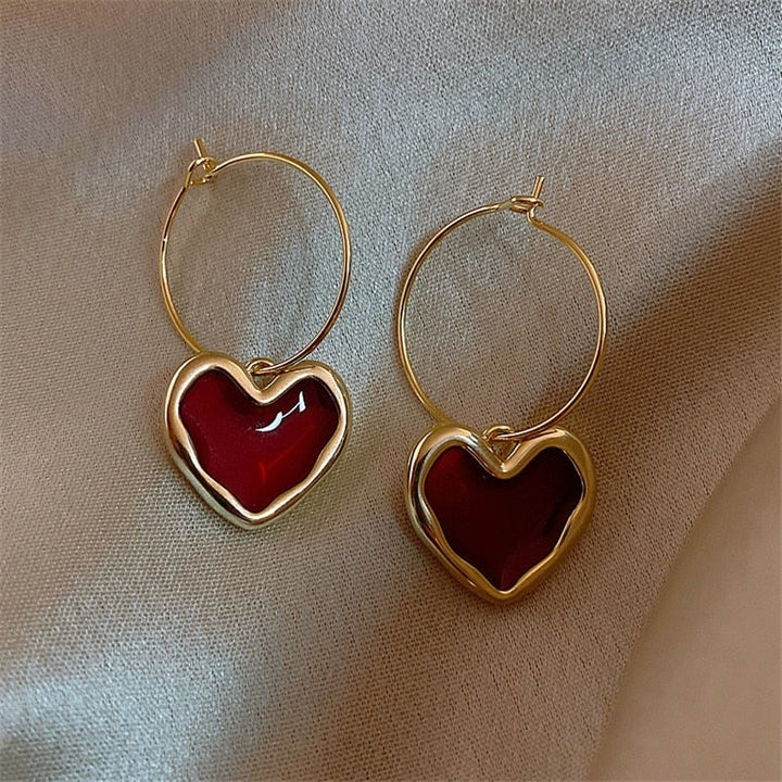 Amour Red Heart Earrings