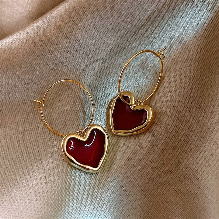 Amour Red Heart Earrings
