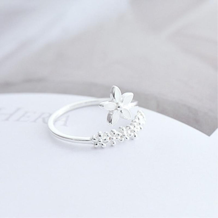 Adjustable Silver and Handmade Wildflower Ring