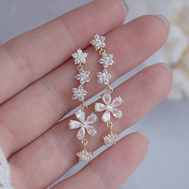 Romantic Flower Earrings with Zirconia