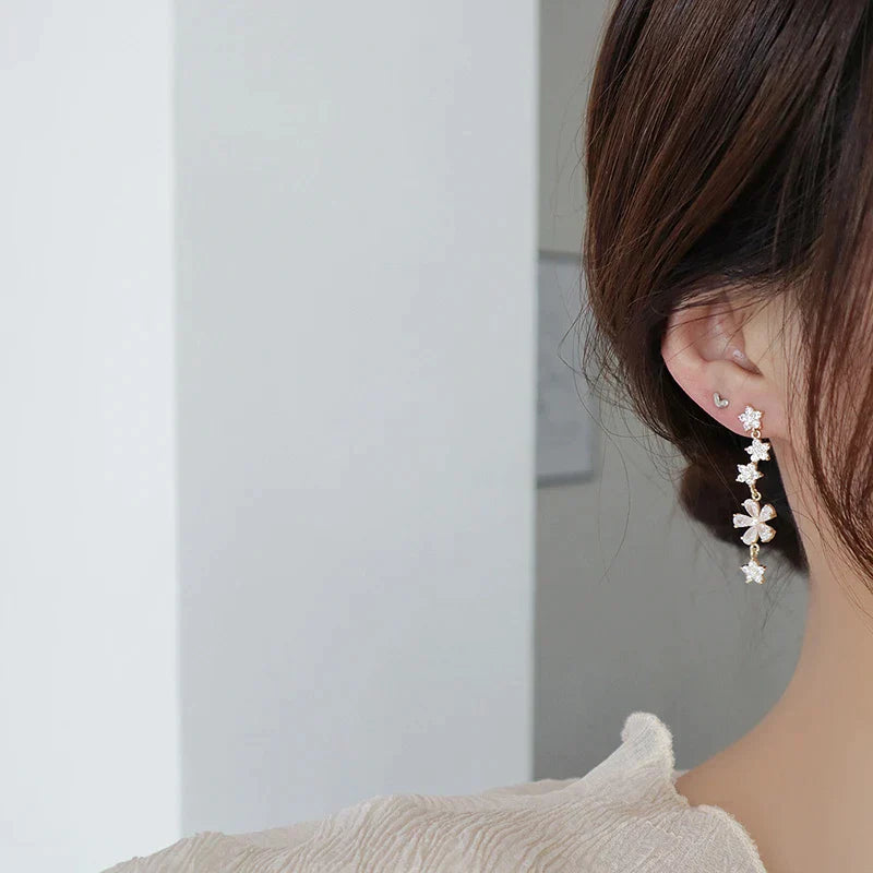 Romantic Flower Earrings with Zirconia
