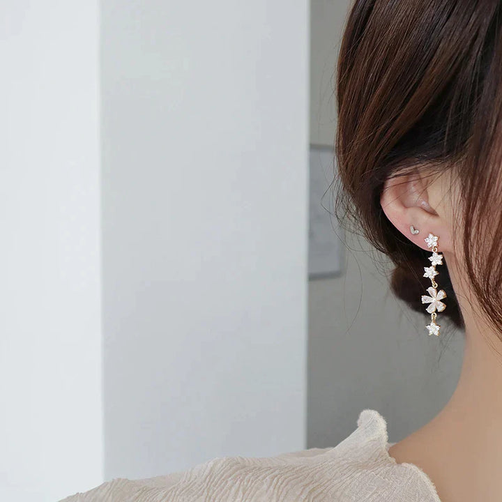 Romantic Flower Earrings with Zirconia