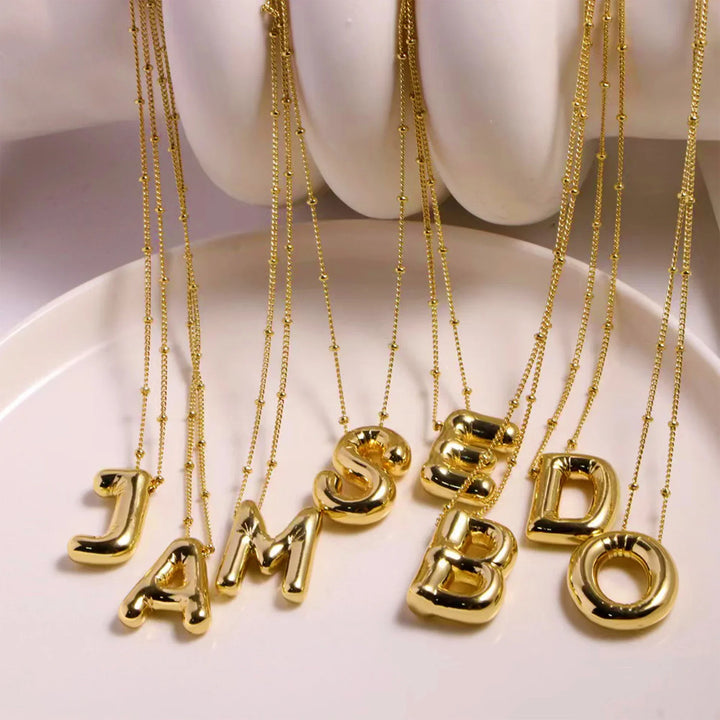 Gold Ballon Necklace Letter 18k Plated