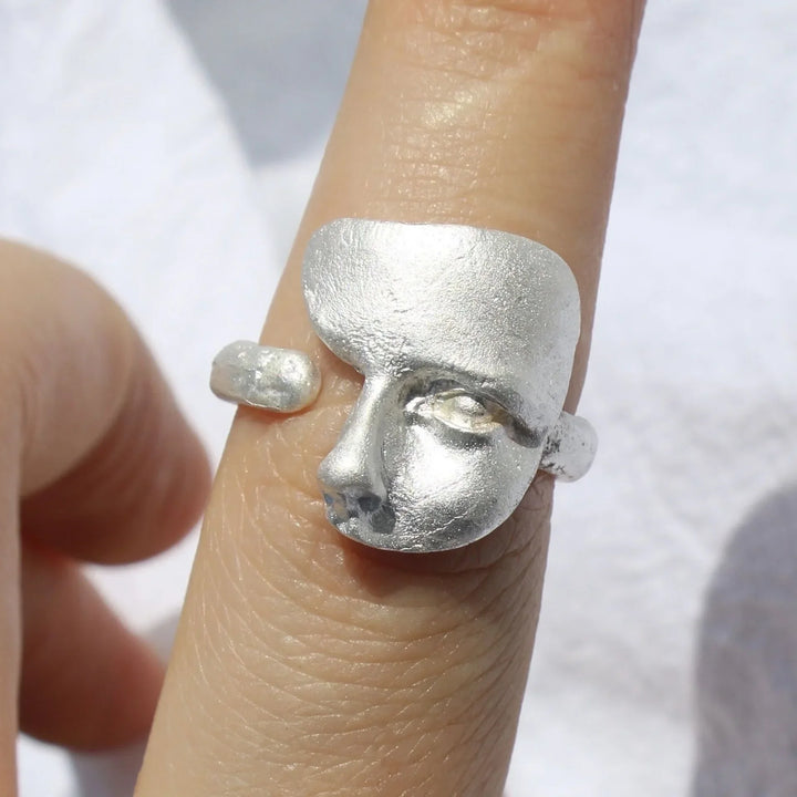 Greek masked Face ring