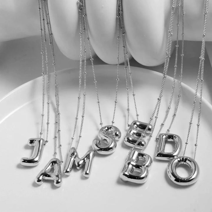 Gold Ballon Necklace Letter 18k Plated