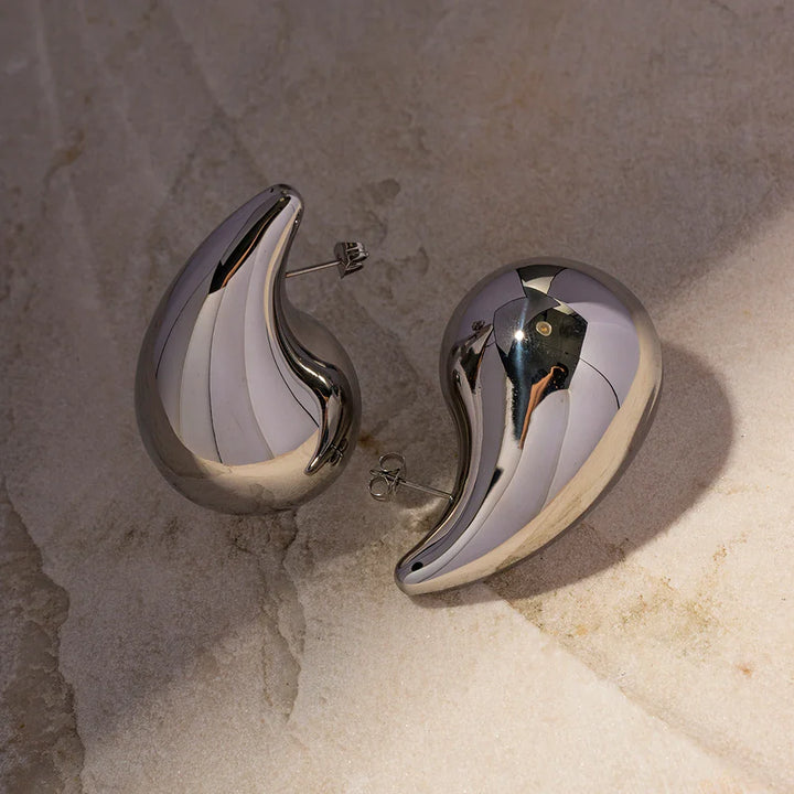 Stainless Steel Water Drop  Earrings Chunky