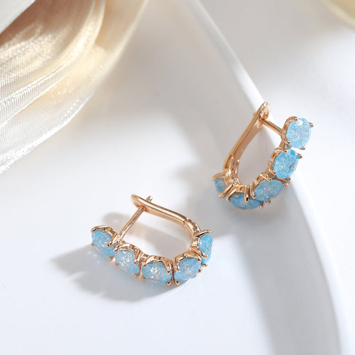 Blue Natural Zircon Earrings