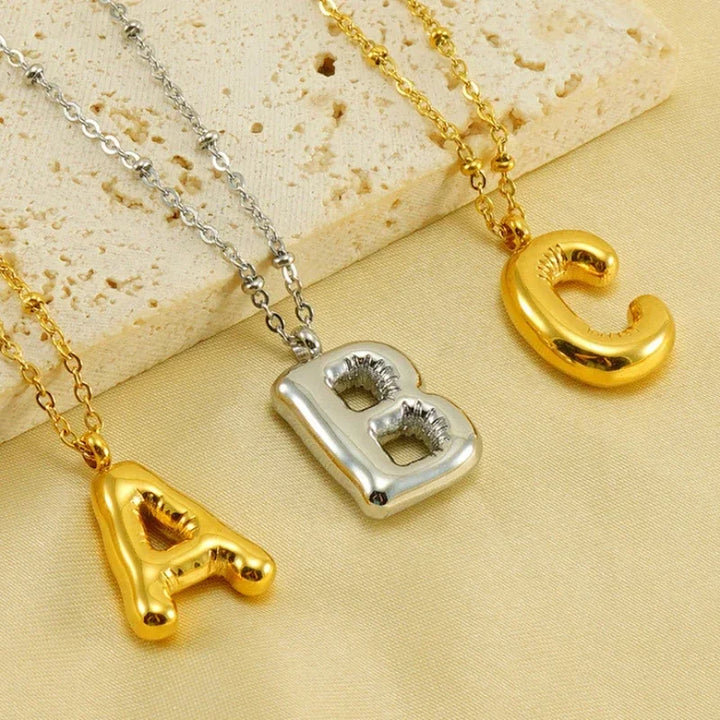 Gold Ballon Necklace Letter 18k Plated