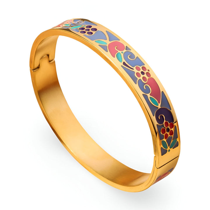 Purple Flower Touch Gold Bangle