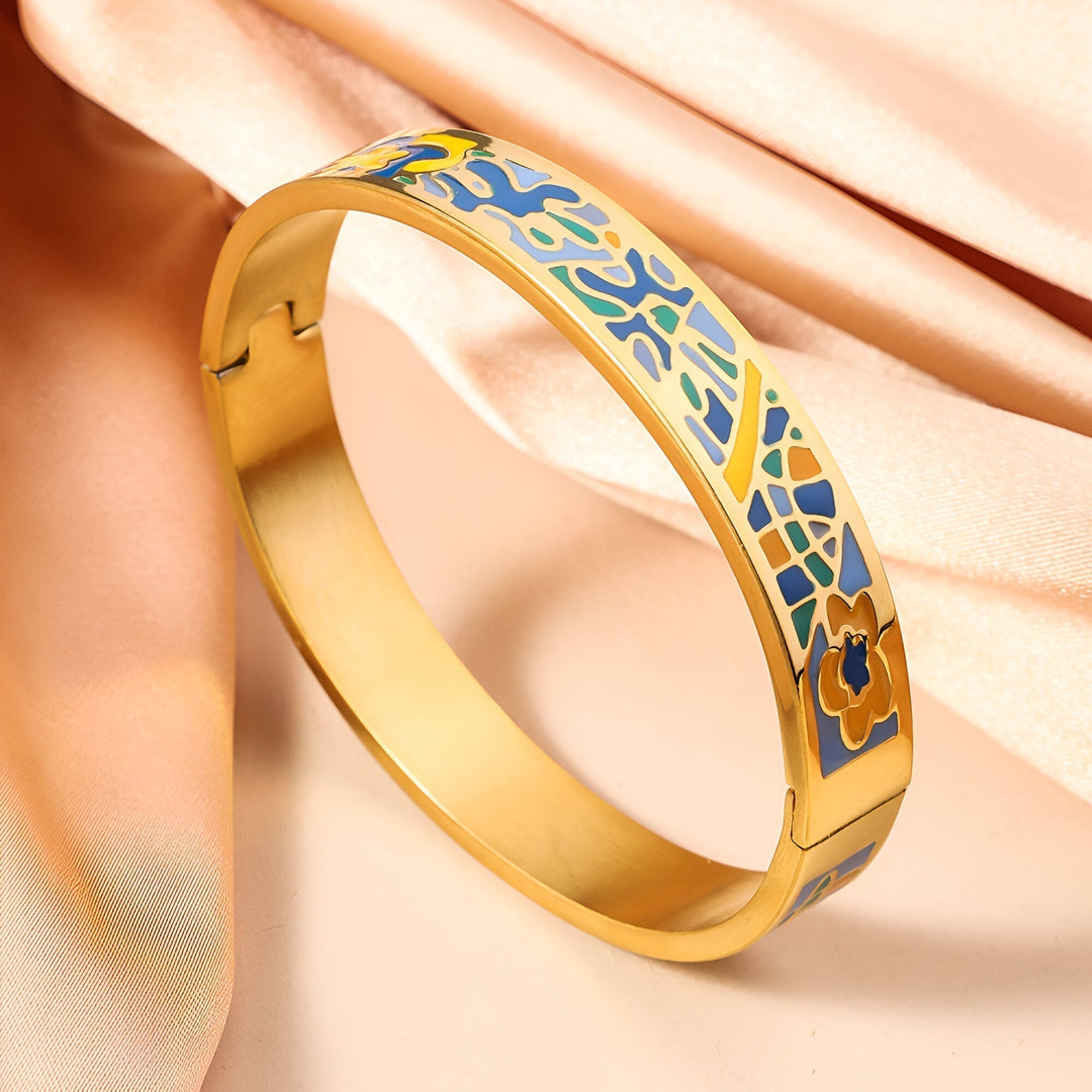 Blue and Yellow Touch Gold Bangle