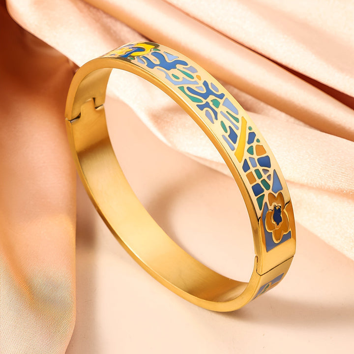 Blue and Yellow Touch Gold Bangle