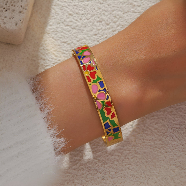 Pink Color Touch Gold Bangle