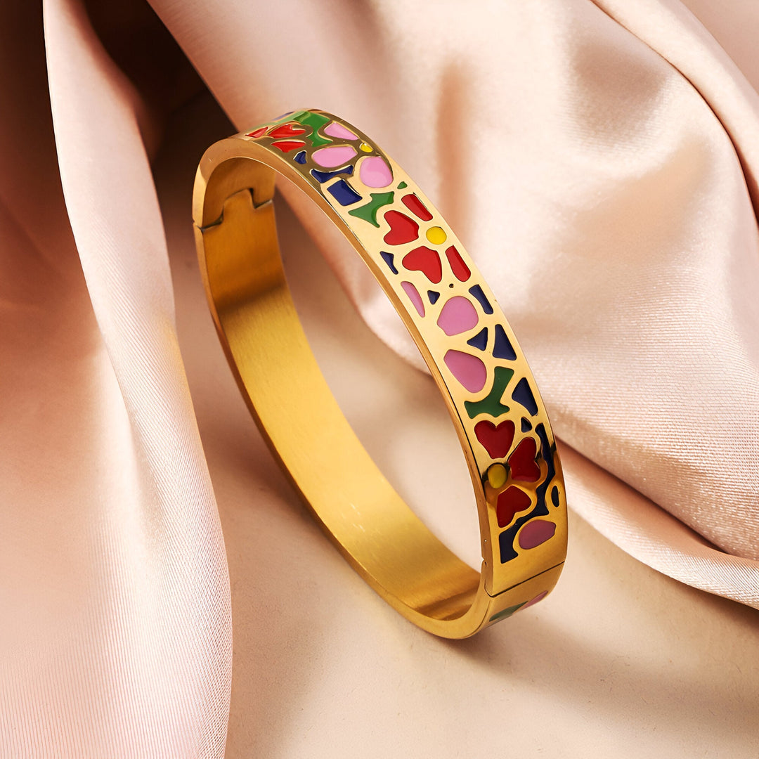 Pink Color Touch Gold Bangle