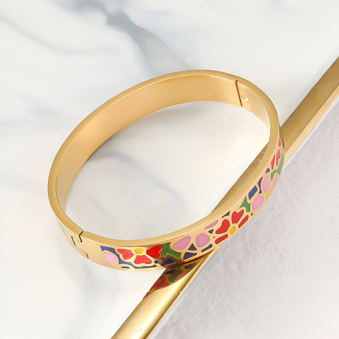 Pink Color Touch Gold Bangle