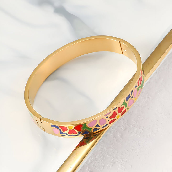 Pink Color Touch Gold Bangle
