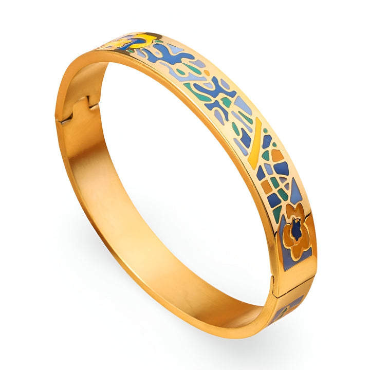 Blue and Yellow Touch Gold Bangle