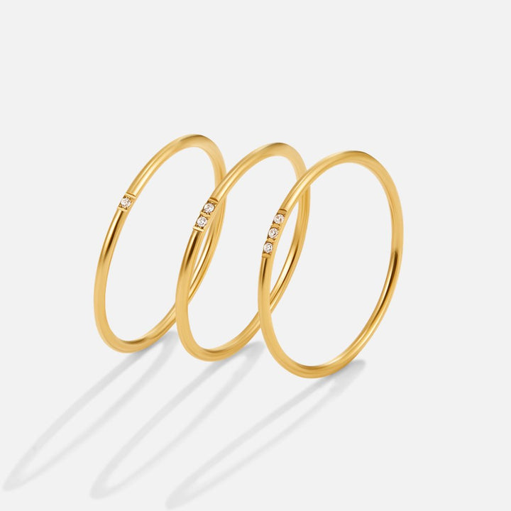 Eula Gold & Crystal Band Ring Set
