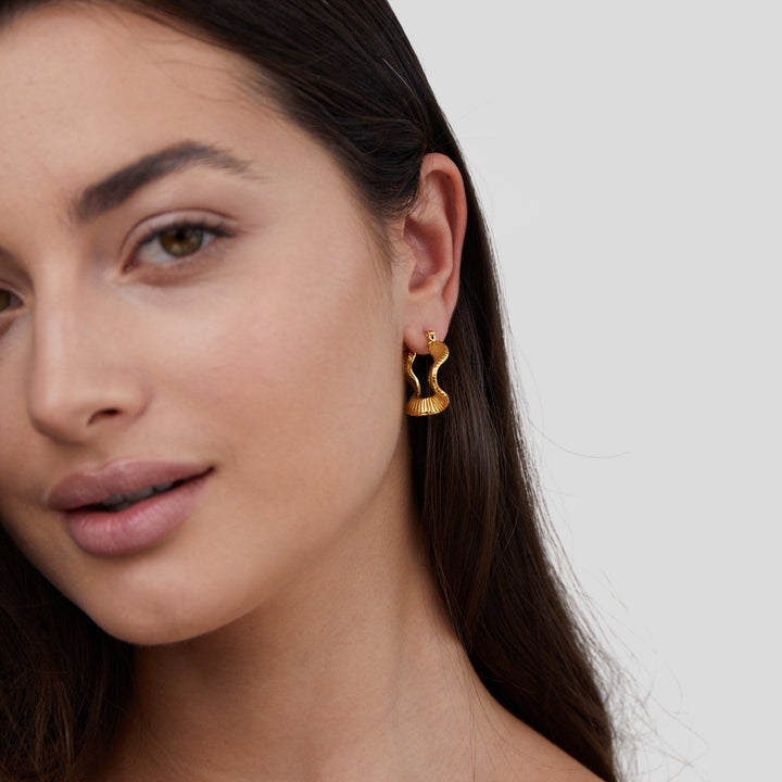 Beach Wave Gold Hoop Earrings