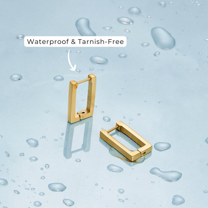 Gold Rectangle Hoop Earrings