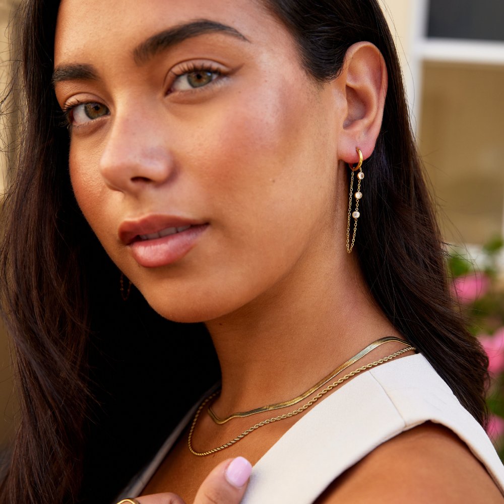 Crystal Drop Hoop Earrings