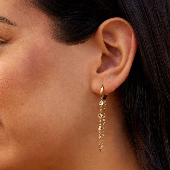 Crystal Drop Hoop Earrings