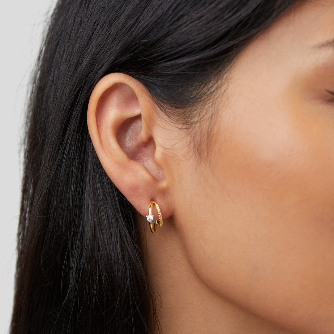 Diamond touch gold earrings